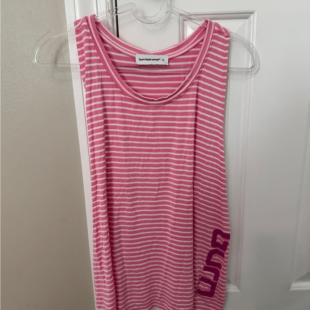 Burn boot camp Pink Striped Tank Top